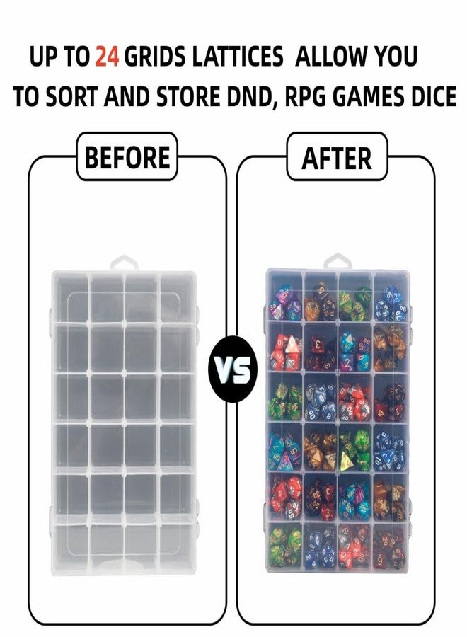 PUGED 2 Pack DND Dice Storage Box Each 24 Grids Polyhedral Dice Organizer with Removable Dividers Holding Up To 1600 Dices Small Craft Containers for Dice Collectors or RPG D&D Games (Box only) - Image 3